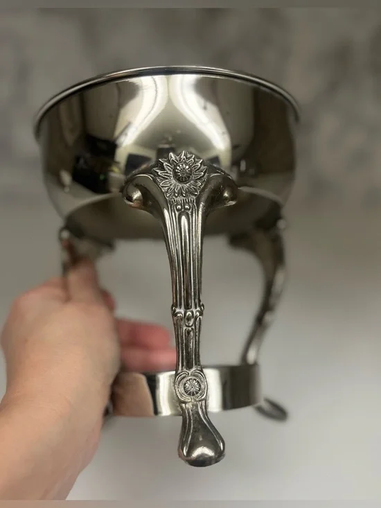 Vintage Silver Footed Planter Rim Stand - 7" Ornate Flower Pedestal - Picture 4 of 8